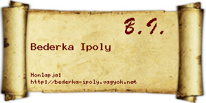Bederka Ipoly névjegykártya